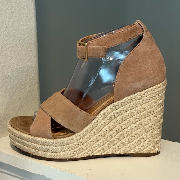 LISA VICKY Nordstrom Gemi Espadrille Wedge Sandal Cognac Suede WMN Size 9.5 NIB - Picture 4 of 9